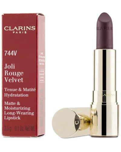Clarins Women's 0.1oz 744 Plum Joli Rouge Moisturizing Long Wearing Lipstick In Burgundy