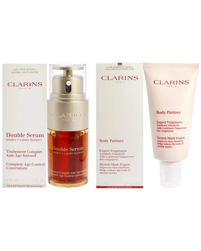 Clarins Women's 5.8 + 1oz Double Serum Complete Age Control Concentrate And Body Partner Stretch Mar In White