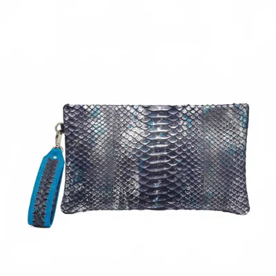 Claris Virot Women's Lou Clutch Bag In Ice Blue Python