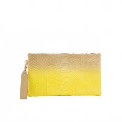 Claris Virot Women's Lou Clutch Bag In Yellow Corn Python