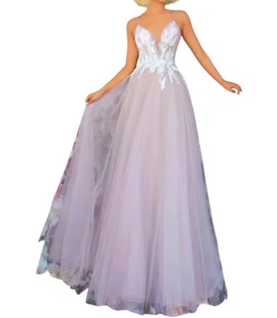 Clarisse A-line V-neck Maxi Dress In Mauve/nude In Purple