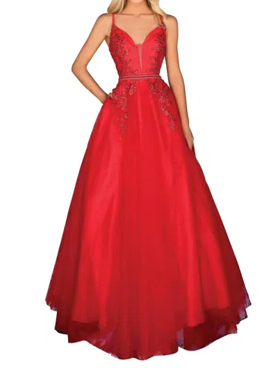 Clarisse Charming Long Dress In Red
