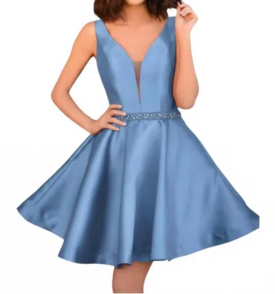 Clarisse Fit And Flare Sleeveless Dress In Powder Blue