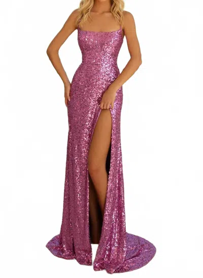 Clarisse Floor Length Column Dress In Orchid