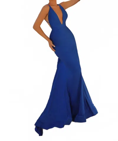Clarisse Jersey Prom Dress In Royal In Multi