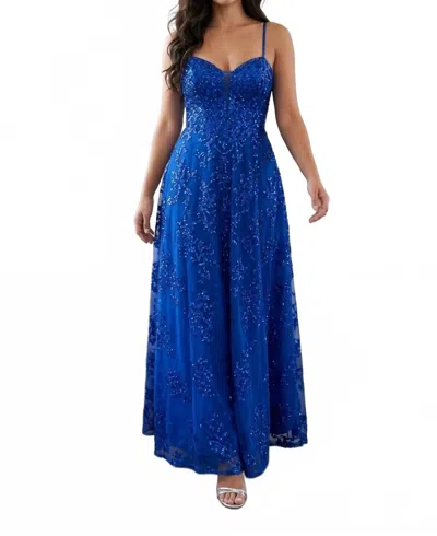 Clarisse Long A-line Prom Dress In Royal In Blue