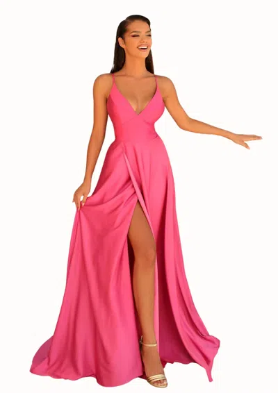 Clarisse Low Tie Back A-line Gown In Celestial Pink