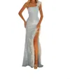 Clarisse One-shoulder Evening Gown In Winter Blue