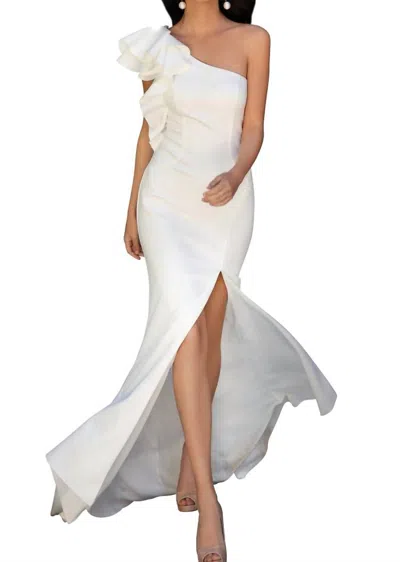 Clarisse One Shoulder Maxi Mermaid Dress In Ivory In Multi