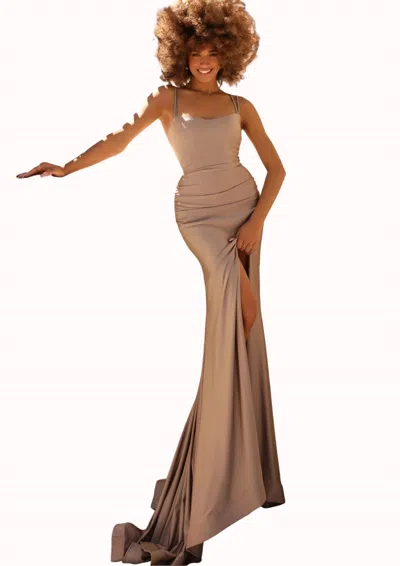 Clarisse Scoopneck Gown In Cappucino In Neutral