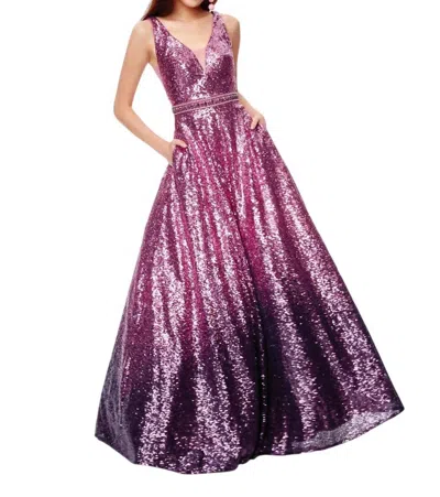 Clarisse Sequin Ball Gown In Hot Pink