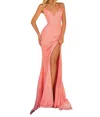 Clarisse Sequin Fitted V-neck Gown In Light Coral