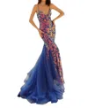 Clarisse Sequined Mermaid Gown In Royal Multi