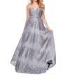 Clarisse Sequined Prom Dress In Pewter In Silver