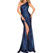 Clarisse Shimmery One-shoulder Dress In Navy