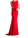 Clarisse Sleek Evening Gown In Apple Red In Pink