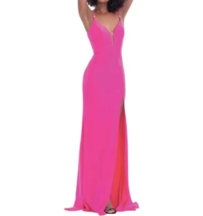 Clarisse Sleeveless V-neck Maxi Dress In Neon Pink