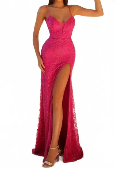 Clarisse Sparkling Sleeveless Dress In Fuchsia In Pink