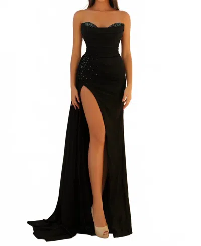 Clarisse Strapless Evening Dress In Black