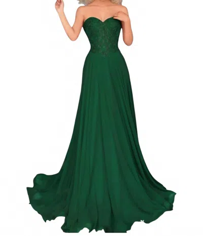 Clarisse Strapless Fit And Flare Maxi Dress In Forest Green