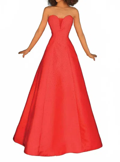 Clarisse Strapless Fit And Flare Maxi Dress In Red