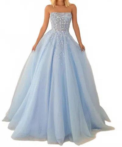 Clarisse Strapless Maxi Dress In Winter Blue