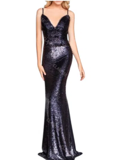 Clarisse V-neck Mermaid Maxi Dress In Heather/gold In Purple