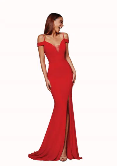 Clarisse V-neck Evening Gown In Red