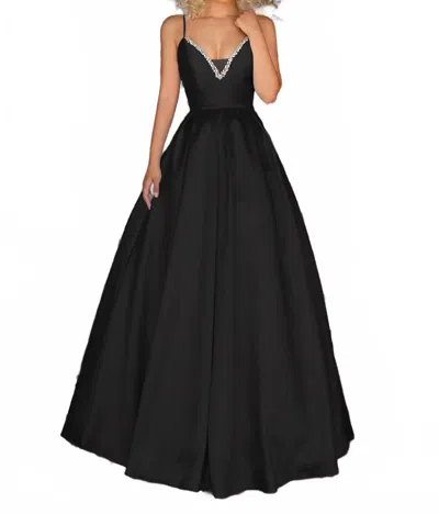 Clarisse V-neck Fit And Flare Maxi Dress In Black