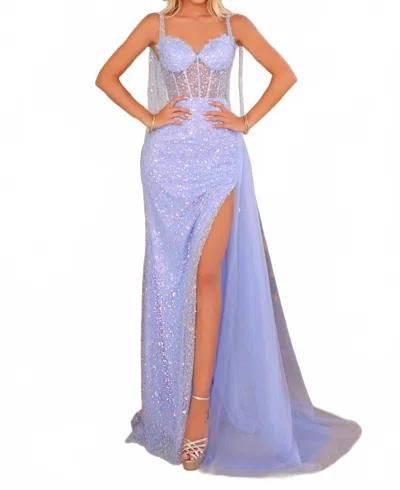 Clarisse Women's Formal Dress In Lilac In Blue