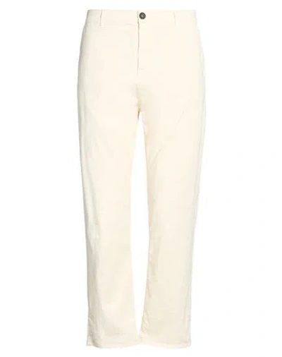Clark Man Pants Ivory Size 36 Cotton, Elastane In White