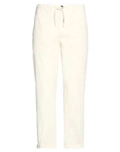 Clark Man Pants Ivory Size 38 Cotton, Elastane In White