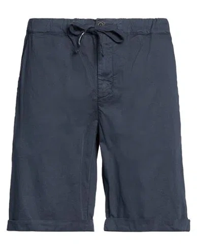 Clark Man Shorts & Bermuda Shorts Navy Size 38 Cotton, Linen, Elastane In Blue