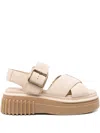 Clarks 50mm Evamar Buckle-fastening Platform Sandals In Neutral