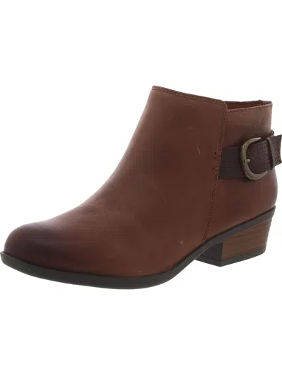 Clarks Addiy Kara Womens Leather Distressed Ankle Boots In Brown