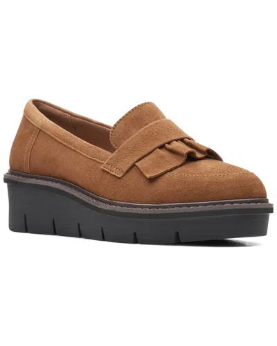Clarks Airabell Slip Suede Flat In Brown