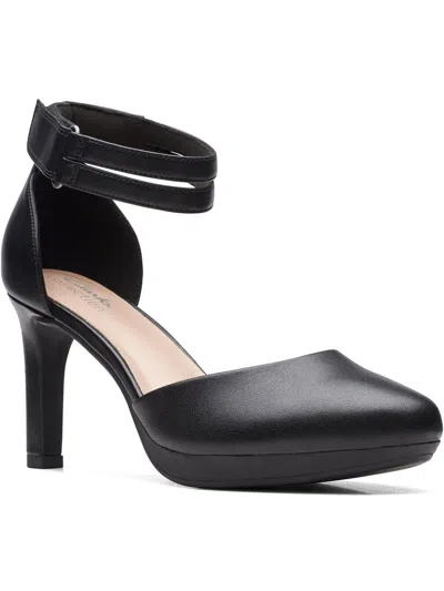 Clarks Ambyr Skip Womens Leather Adjustable D'orsay Heels In Black