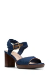 Clarks Collection Women's Ambyrlyn Faye Block Heel Sandals In Dark Denim