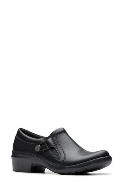 Clarks ® Angie Holly Clog In Black Leat
