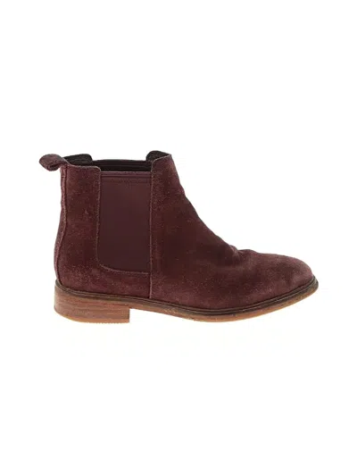 Pre-owned Clarks Ankle Boots In Burgundy