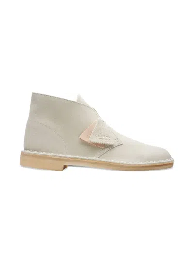 Clarks Ankle-length "off White Suede" Desert Boots
