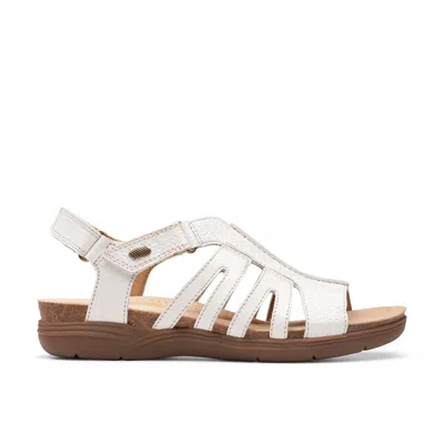Clarks Women's April Belle Strappy Slingback Sandals In White Leat