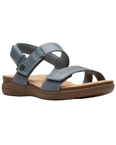 Clarks April Clover Leather Sandal In Blue