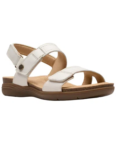 Clarks April Clover Leather Sandal In White