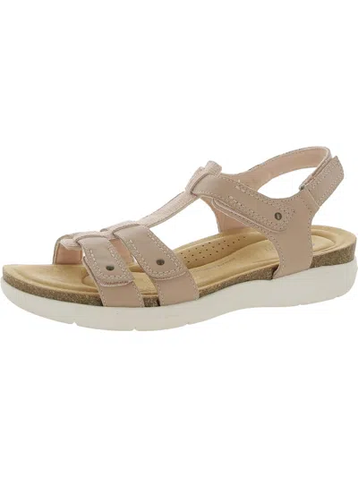 Clarks April Cove Womens Faux Leather Cushioned Footbed Slingback Sandals In Beige