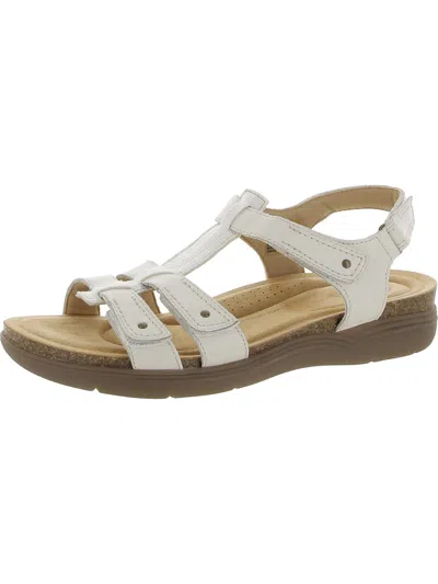 Clarks April Cove Womens Faux Leather Cushioned Footbed Slingback Sandals In White