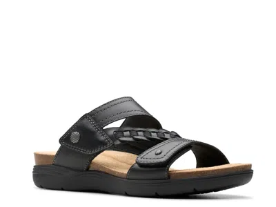 Clarks April Raelyn Leather Sandal In Black
