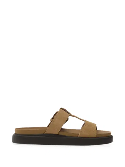 Clarks Aristella West Buckle-fastening Flat Sandals In Brown