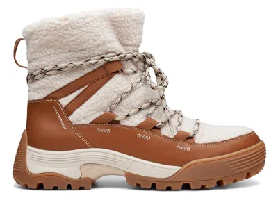 Pre-owned Clarks Atl Hike Up Waterproof Warmlined Leather (women's) Sneakers In Ivory/combi