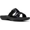 Clarks Women's Cloudsteppers Breeze Piper Comfort Slide Sandals In Black Patent